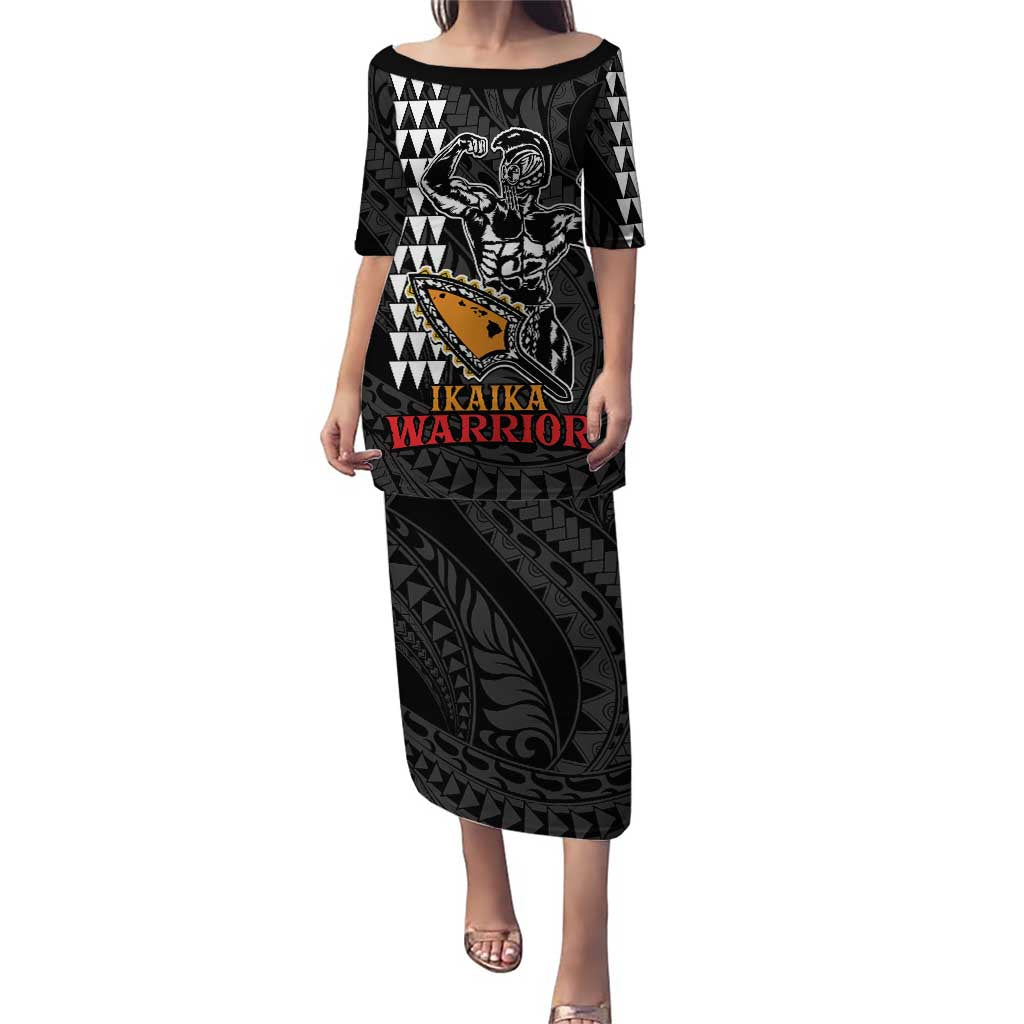 Aloha Spirit Ikaika Warrior Helmet Puletasi LT9 Long Dress Black - Polynesian Pride