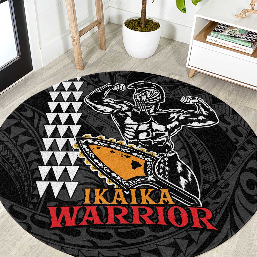 Aloha Spirit Ikaika Warrior Helmet Round Carpet LT9 Black - Polynesian Pride