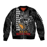 Aloha Spirit Ikaika Warrior Helmet Sleeve Zip Bomber Jacket LT9 Unisex Black - Polynesian Pride