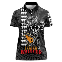 Aloha Spirit Ikaika Warrior Helmet Women Polo Shirt LT9 Female Black - Polynesian Pride