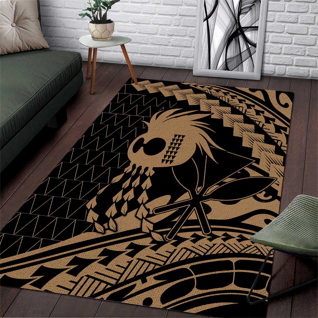 Ikaika Hawaiian Mythic Koa Tribal Warrior Area Rug LT9 Gold - Polynesian Pride