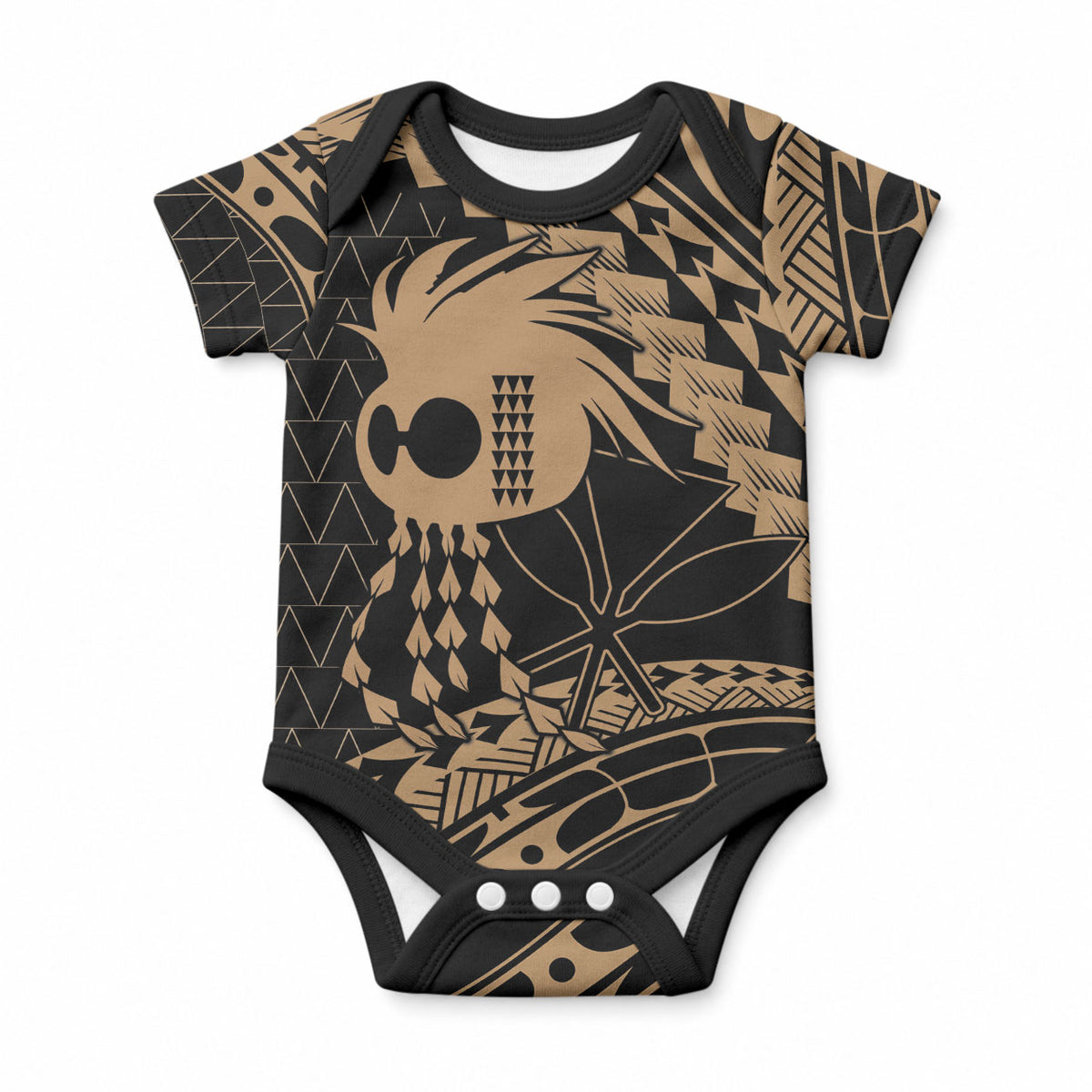 Ikaika Hawaiian Mythic Koa Tribal Warrior Baby Onesie LT9 Gold - Polynesian Pride