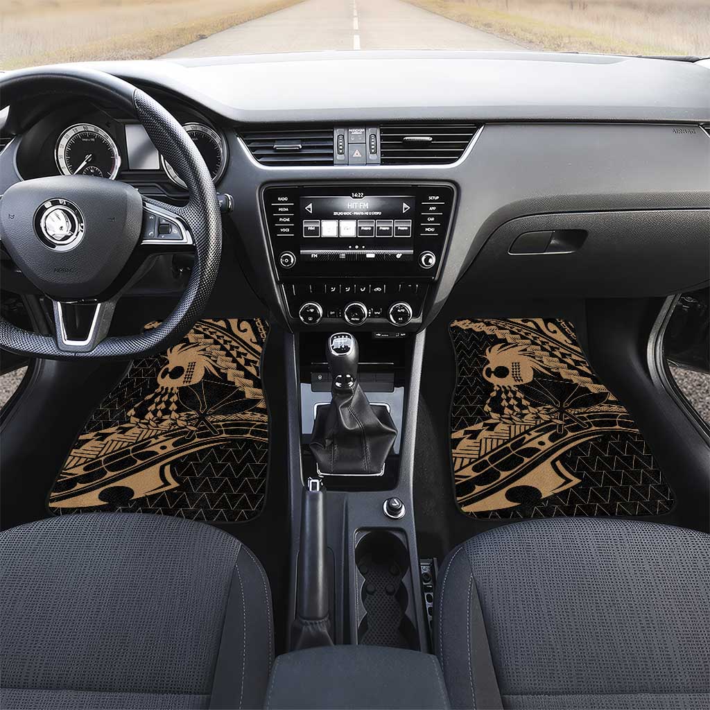 Ikaika Hawaiian Mythic Koa Tribal Warrior Car Mats LT9 Set 2pcs - Front Gold - Polynesian Pride