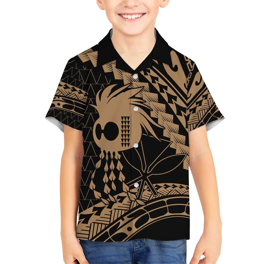Ikaika Hawaiian Mythic Koa Tribal Warrior Kid Hawaiian Shirt LT9 Kid Gold - Polynesian Pride