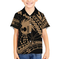 Ikaika Hawaiian Mythic Koa Tribal Warrior Kid Hawaiian Shirt LT9 Kid Gold - Polynesian Pride