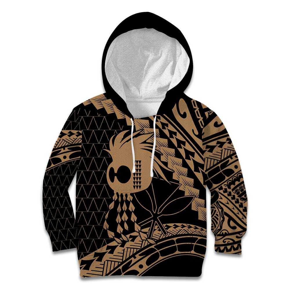 Ikaika Hawaiian Mythic Koa Tribal Warrior Kid Hoodie LT9 Hoodie Gold - Polynesian Pride