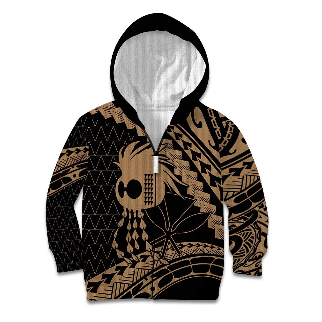 Ikaika Hawaiian Mythic Koa Tribal Warrior Kid Hoodie LT9 Zip Hoodie Gold - Polynesian Pride