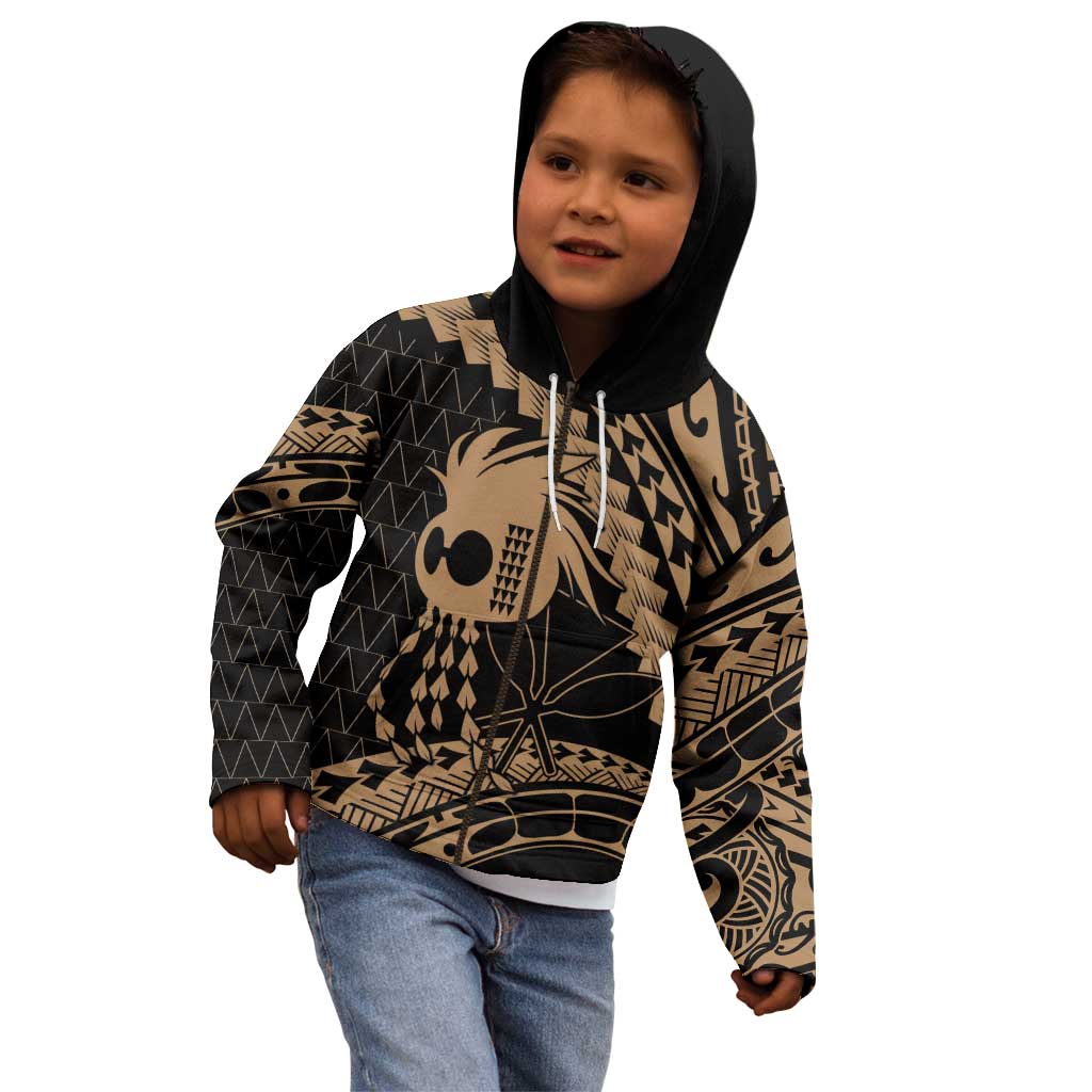 Ikaika Hawaiian Mythic Koa Tribal Warrior Kid Hoodie LT9 - Polynesian Pride