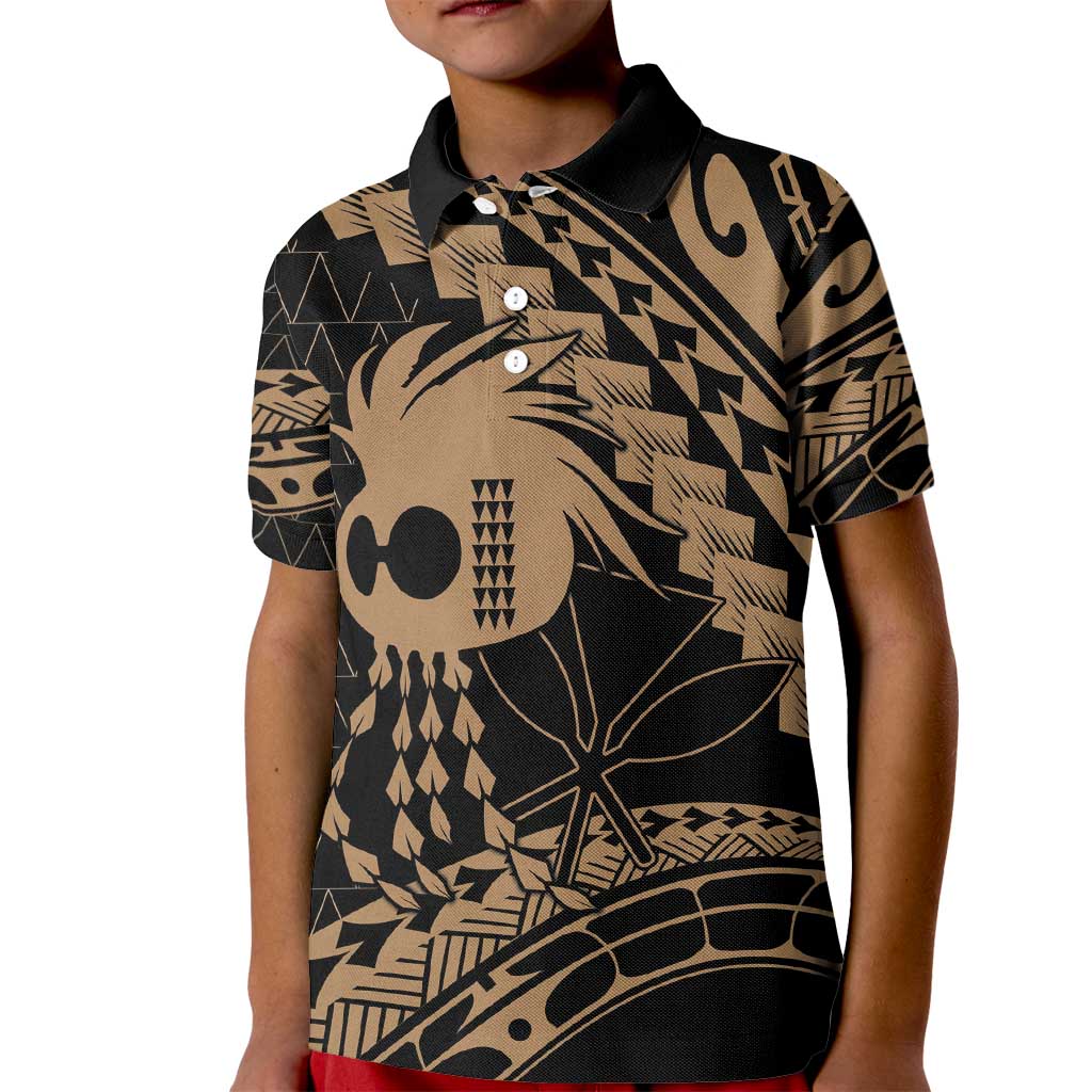 Ikaika Hawaiian Mythic Koa Tribal Warrior Kid Polo Shirt LT9 Kid Gold - Polynesian Pride