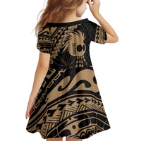 Ikaika Hawaiian Mythic Koa Tribal Warrior Kid Short Sleeve Dress LT9 - Polynesian Pride
