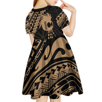 Ikaika Hawaiian Mythic Koa Tribal Warrior Kid Short Sleeve Dress LT9 - Polynesian Pride