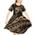 Ikaika Hawaiian Mythic Koa Tribal Warrior Kid Short Sleeve Dress