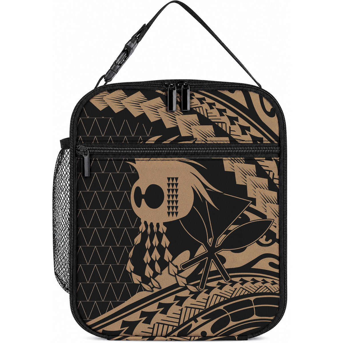 Ikaika Hawaiian Mythic Koa Tribal Warrior Lunch Bag LT9 10.2 × 8.3 × 4.3 inch Gold - Polynesian Pride