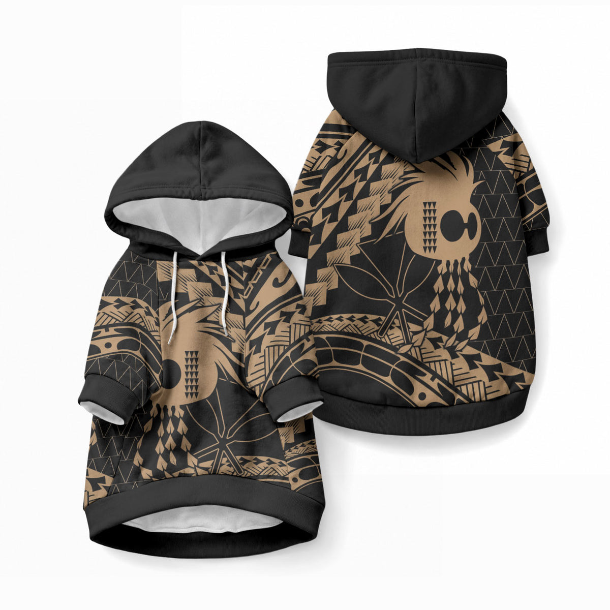 Ikaika Hawaiian Mythic Koa Tribal Warrior Pet Hoodie LT9 Pullover Gold - Polynesian Pride