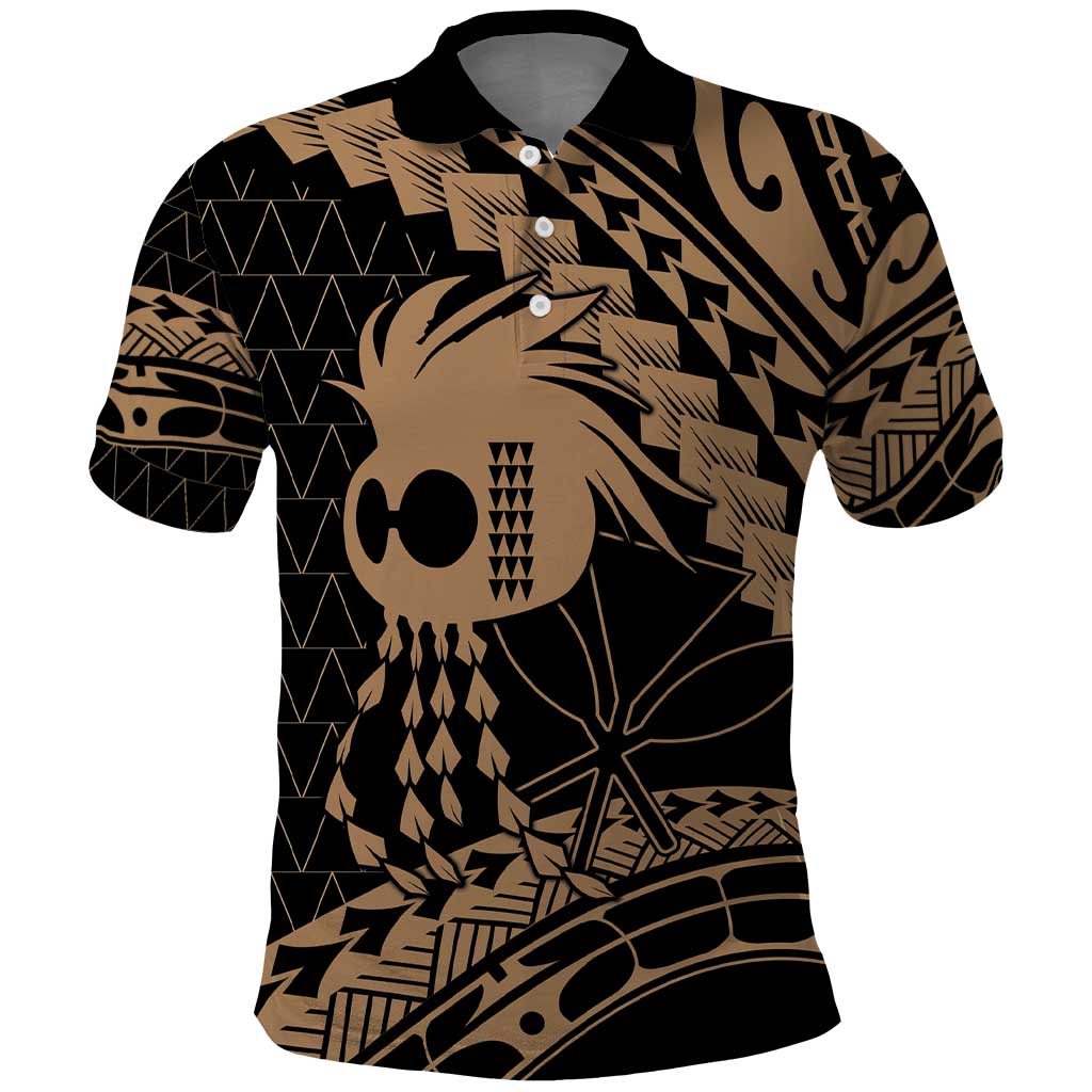 Ikaika Hawaiian Mythic Koa Tribal Warrior Polo Shirt LT9 Gold - Polynesian Pride