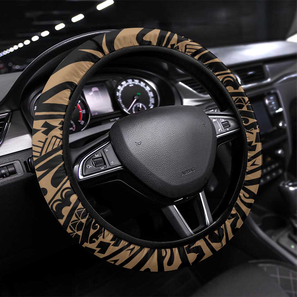 Ikaika Hawaiian Mythic Koa Tribal Warrior Steering Wheel Cover LT9 Universal Fit Gold - Polynesian Pride