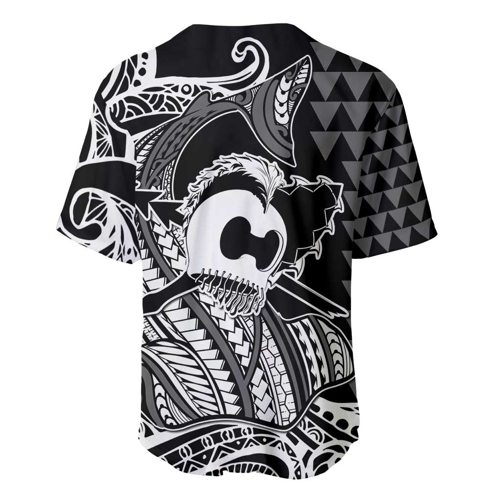 Koa Ikaika Warrior Helmet with Shark Baseball Jersey Black Kakau Style LT9 - Polynesian Pride