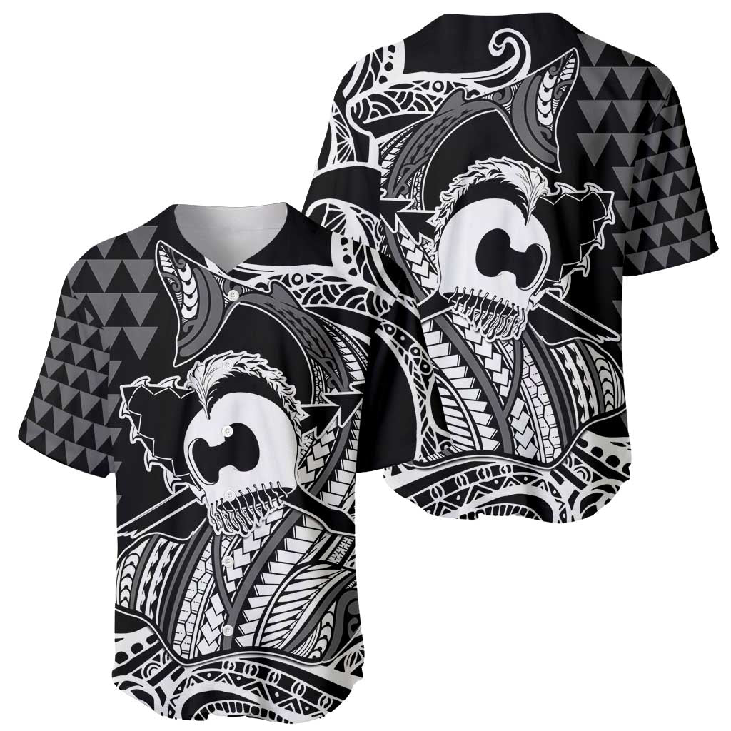 Koa Ikaika Warrior Helmet with Shark Baseball Jersey Black Kakau Style LT9 - Polynesian Pride
