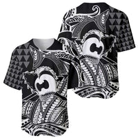 Koa Ikaika Warrior Helmet with Shark Baseball Jersey Black Kakau Style LT9 - Polynesian Pride