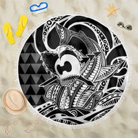 Koa Ikaika Warrior Helmet with Shark Beach Blanket Black Kakau Style LT9 One Size 150cm Black - Polynesian Pride