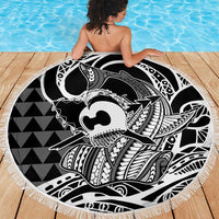 Koa Ikaika Warrior Helmet with Shark Beach Blanket Black Kakau Style LT9 - Polynesian Pride
