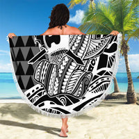 Koa Ikaika Warrior Helmet with Shark Beach Blanket Black Kakau Style LT9 - Polynesian Pride