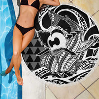 Koa Ikaika Warrior Helmet with Shark Beach Blanket Black Kakau Style LT9 - Polynesian Pride