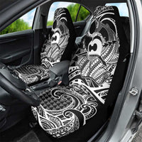 Koa Ikaika Warrior Helmet with Shark Car Seat Cover Black Kakau Style LT9 - Polynesian Pride
