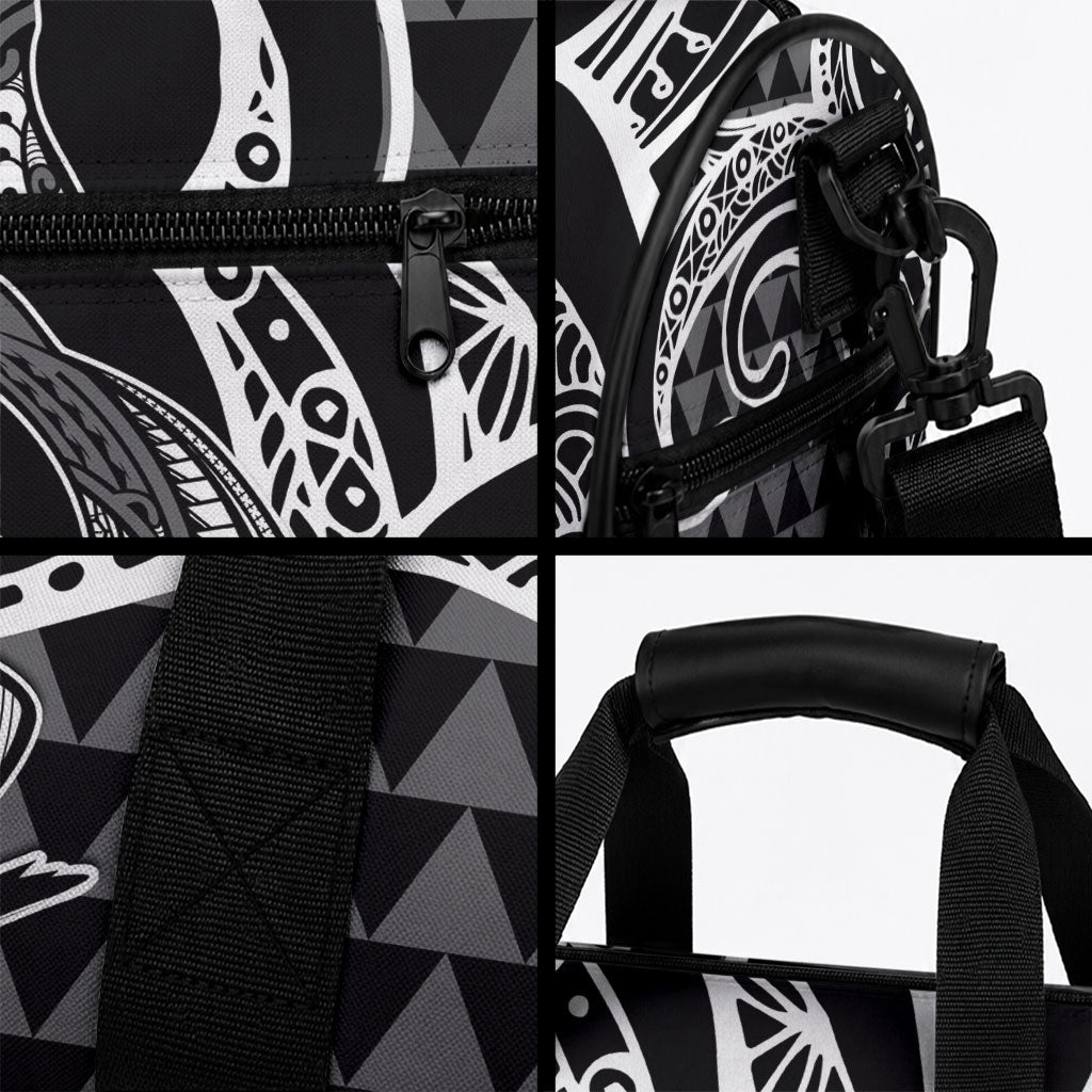 Koa Ikaika Warrior Helmet with Shark Duffle Bag Black Kakau Style LT9 - Polynesian Pride