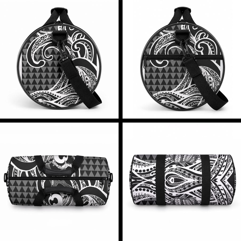 Koa Ikaika Warrior Helmet with Shark Duffle Bag Black Kakau Style LT9 - Polynesian Pride