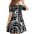 Koa Ikaika Warrior Helmet with Shark Family Matching Off Shoulder Maxi Dress and Hawaiian Shirt Black Kakau Style