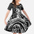 Koa Ikaika Warrior Helmet with Shark Family Matching Short Sleeve Bodycon Dress and Hawaiian Shirt Black Kakau Style