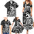 Koa Ikaika Warrior Helmet with Shark Family Matching Summer Maxi Dress and Hawaiian Shirt Black Kakau Style