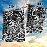 Koa Ikaika Warrior Helmet with Shark Garden Flag Black Kakau Style LT9 - Polynesian Pride