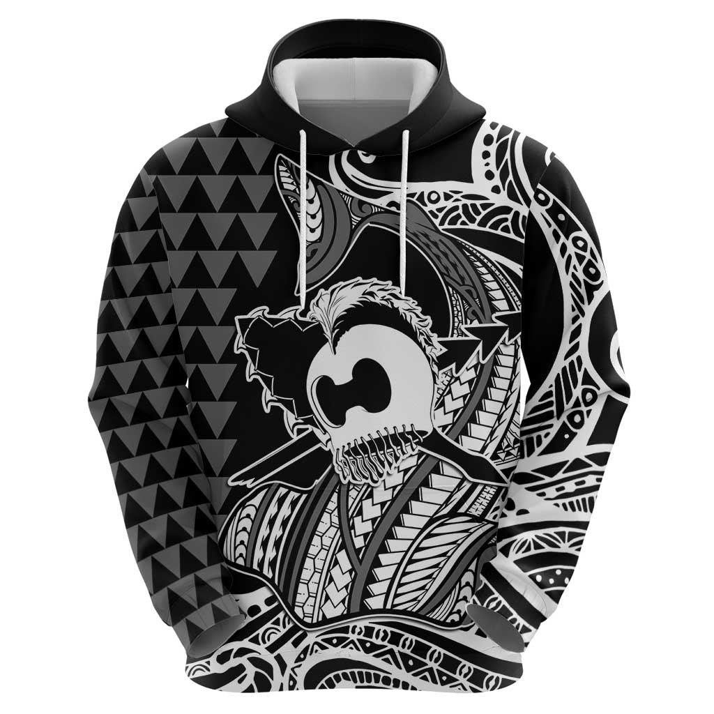 Koa Ikaika Warrior Helmet with Shark Hoodie Black Kakau Style LT9 - Polynesian Pride