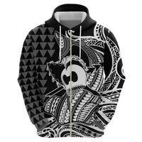Koa Ikaika Warrior Helmet with Shark Hoodie Black Kakau Style LT9 - Polynesian Pride