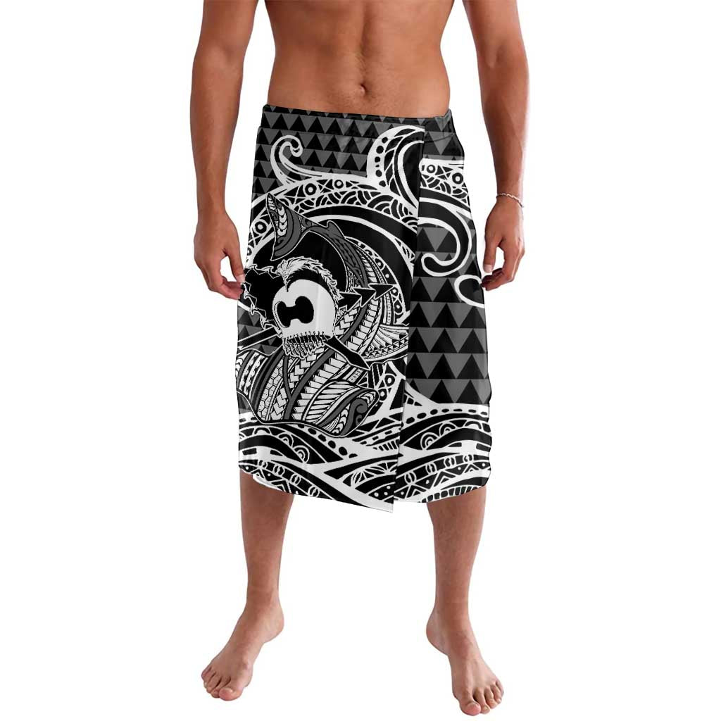 Koa Ikaika Warrior Helmet with Shark Lavalava Black Kakau Style