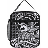 Koa Ikaika Warrior Helmet with Shark Lunch Bag Black Kakau Style LT9 10.2 × 8.3 × 4.3 inch Black - Polynesian Pride