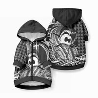 Koa Ikaika Warrior Helmet with Shark Pet Hoodie Black Kakau Style LT9 Zip-up Black - Polynesian Pride