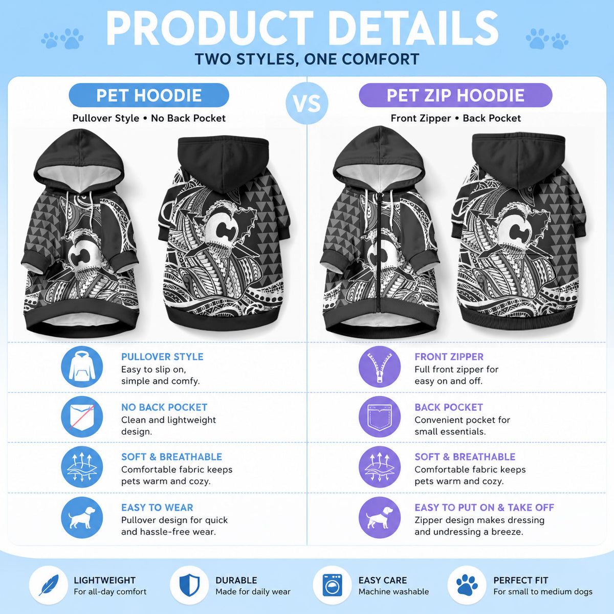 Koa Ikaika Warrior Helmet with Shark Pet Hoodie Black Kakau Style LT9 - Polynesian Pride