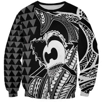 Koa Ikaika Warrior Helmet with Shark Sweatshirt Black Kakau Style LT9 Unisex Black - Polynesian Pride