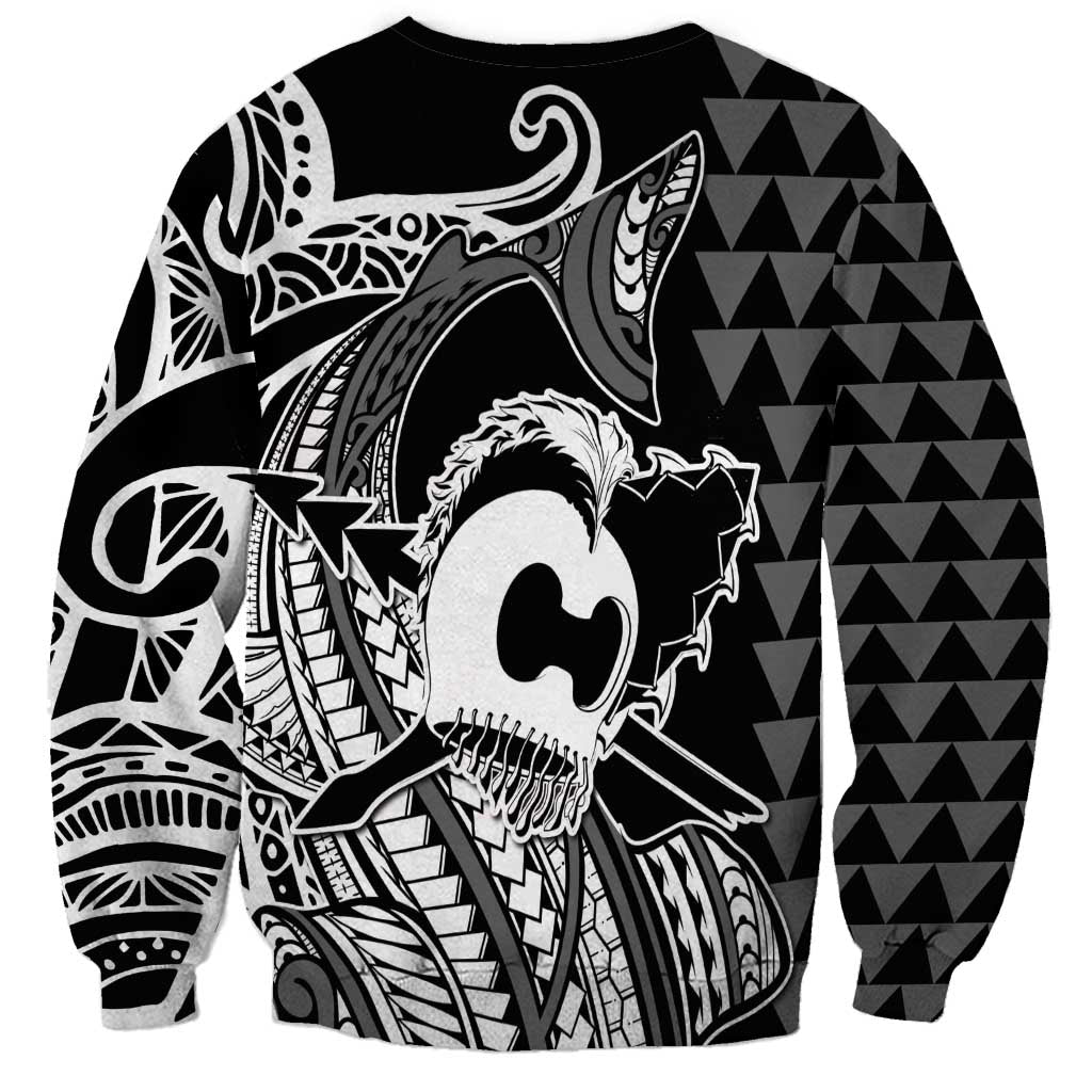 Koa Ikaika Warrior Helmet with Shark Sweatshirt Black Kakau Style LT9 - Polynesian Pride