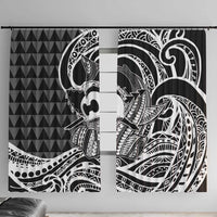 Koa Ikaika Warrior Helmet with Shark Window Curtain Black Kakau Style LT9 With Hooks Black - Polynesian Pride
