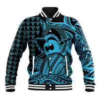 Koa Ikaika Warrior Helmet with Shark Baseball Jacket Blue Kakau Style LT9 Unisex Blue - Polynesian Pride