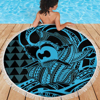 Koa Ikaika Warrior Helmet with Shark Beach Blanket Blue Kakau Style LT9 - Polynesian Pride
