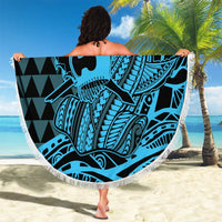 Koa Ikaika Warrior Helmet with Shark Beach Blanket Blue Kakau Style LT9 - Polynesian Pride