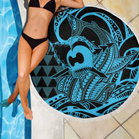 Koa Ikaika Warrior Helmet with Shark Beach Blanket Blue Kakau Style LT9 - Polynesian Pride