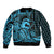 Koa Ikaika Warrior Helmet with Shark Bomber Jacket Blue Kakau Style