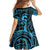 Koa Ikaika Warrior Helmet with Shark Family Matching Off Shoulder Maxi Dress and Hawaiian Shirt Blue Kakau Style