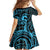 Koa Ikaika Warrior Helmet with Shark Family Matching Summer Maxi Dress and Hawaiian Shirt Blue Kakau Style